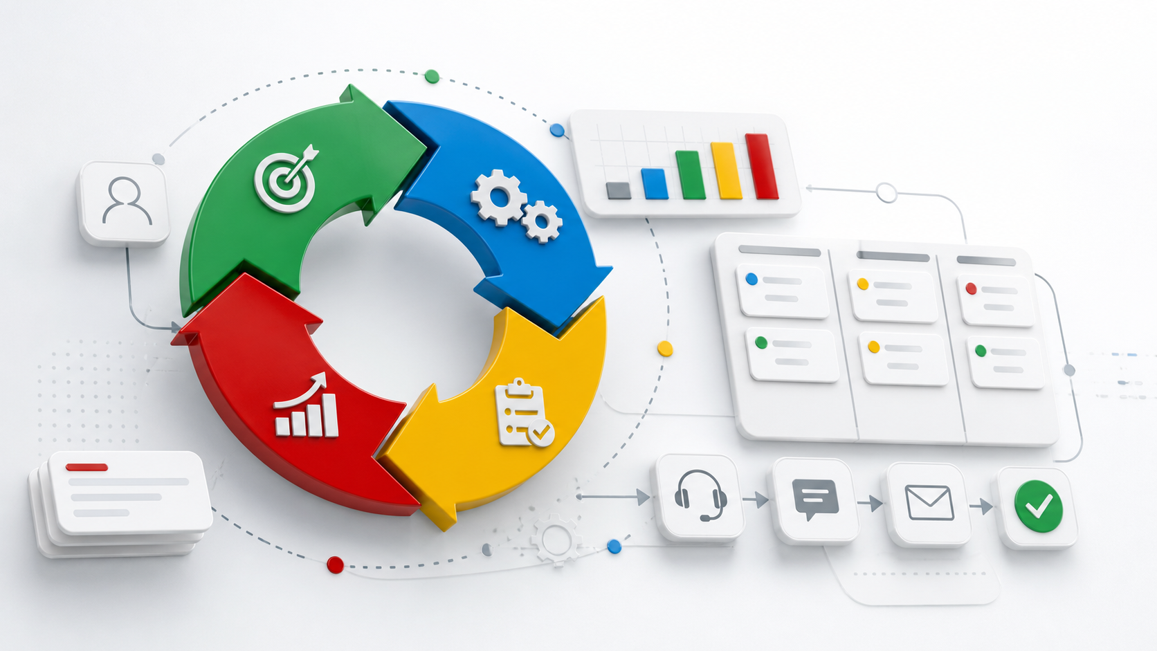 Conceito visual de ciclo PDCA aplicado a processos